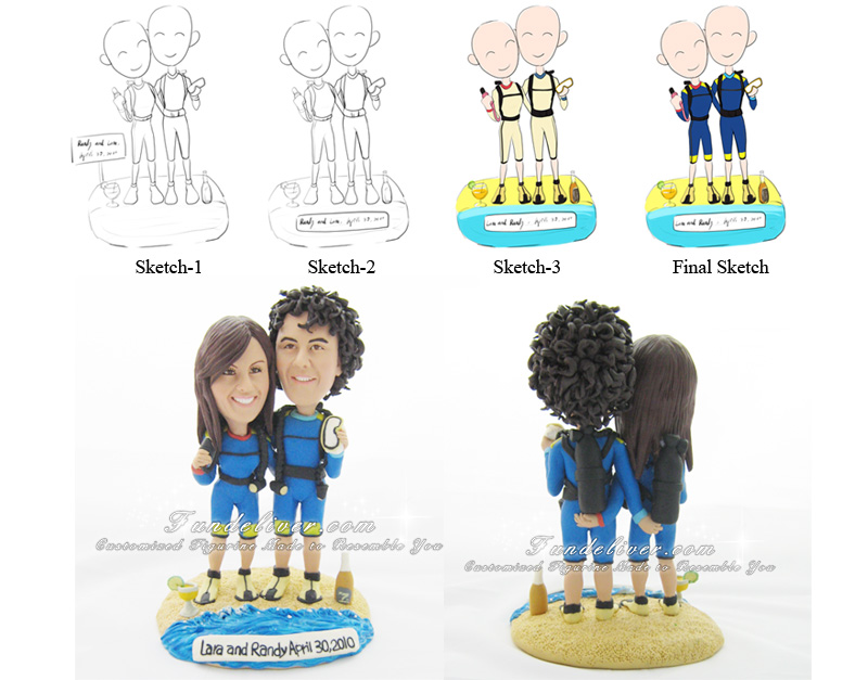 Scuba Diving Wedding Cake Toppers